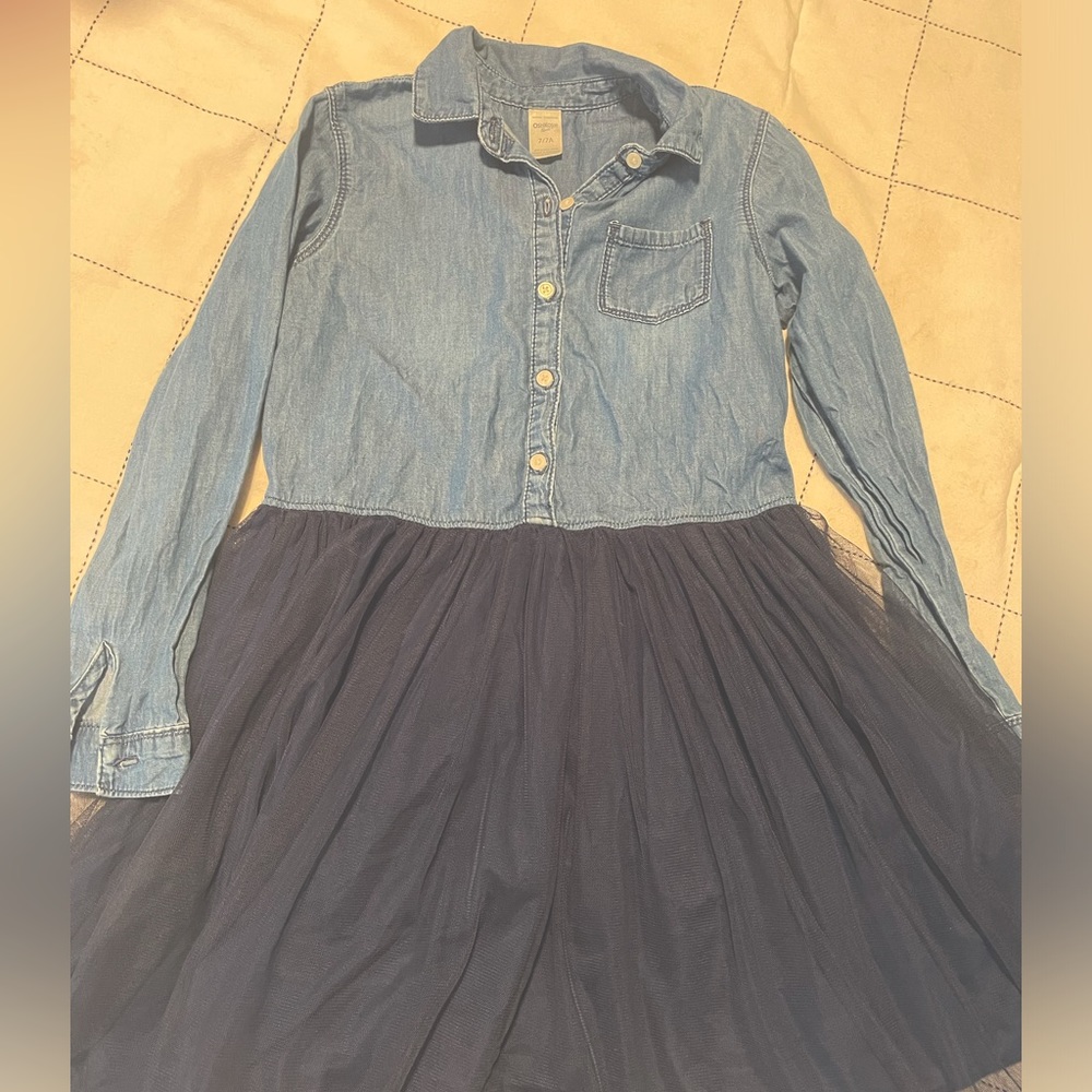Osh Kosh Mixed Media Dress. Girls size 7. Denim & Tulle
